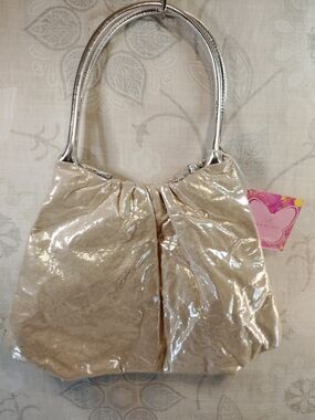 Mariah Carey Shimmering Metallic Shoulder Tote Bag - Gold